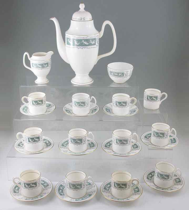 Appraisal: COALPORT BONE CHINA ''REVELRY'' COFFEE SET Adam Green coloration with