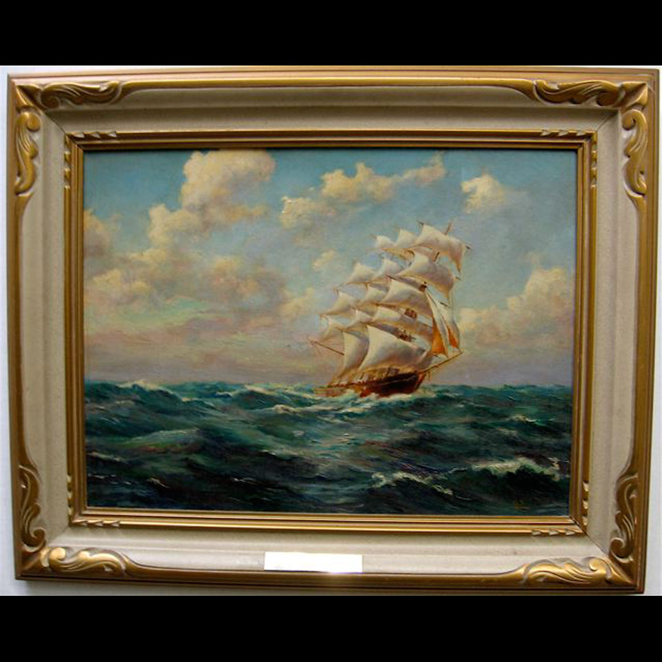 Appraisal: THE SAIL GEOFFREY SYKES TH C CANADIAN OIL ON BOARD