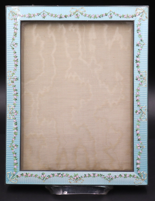 Appraisal: SILVER Continental Enamel Decorated Silver Frame Continental enamel decorated silver