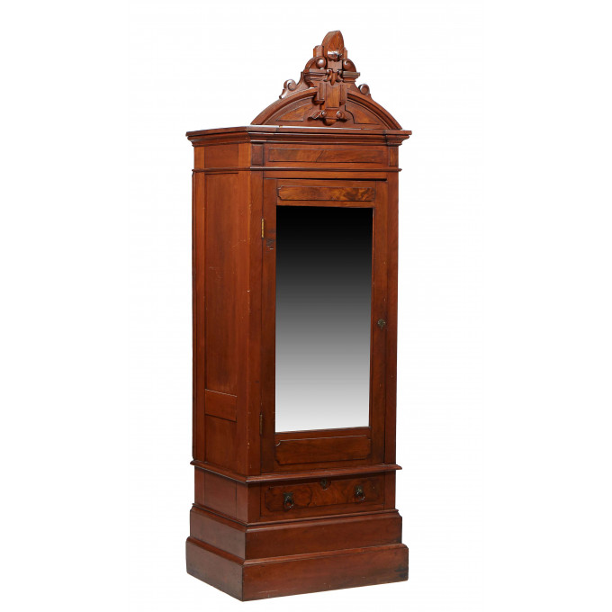 Appraisal: Diminutive American Eastlake Style Carved Mahogany Armoire c the arched