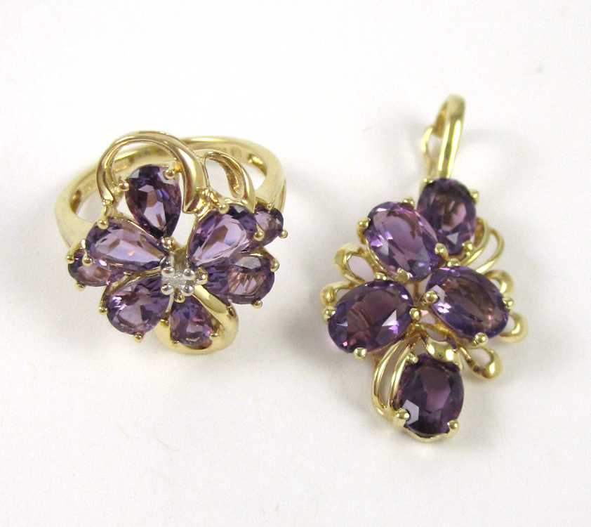 Appraisal: TWO ARTICLES OF AMETHYST JEWELRY including a - inch long