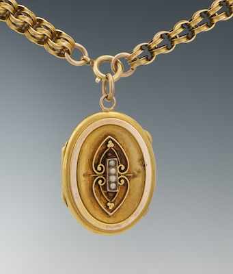 Appraisal: A Victorian Rolled Gold Locket on Chain Rolled gold oval