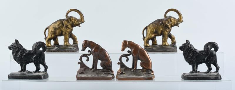 Appraisal: Cast Iron Assorted Dog Elephant Bookends Including dog with turtle