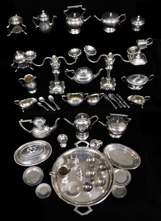 Appraisal: SILVER Sterling miniature tea service and other vessels accessories approximately