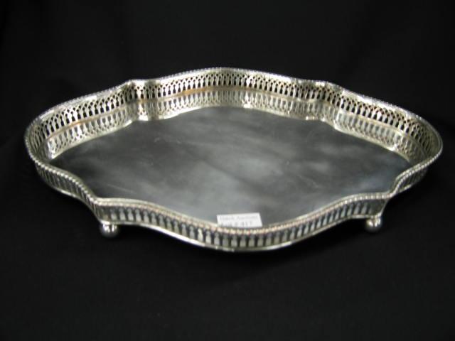 Appraisal: Silverplate Gallery Tray ovoid forms x great dresser size