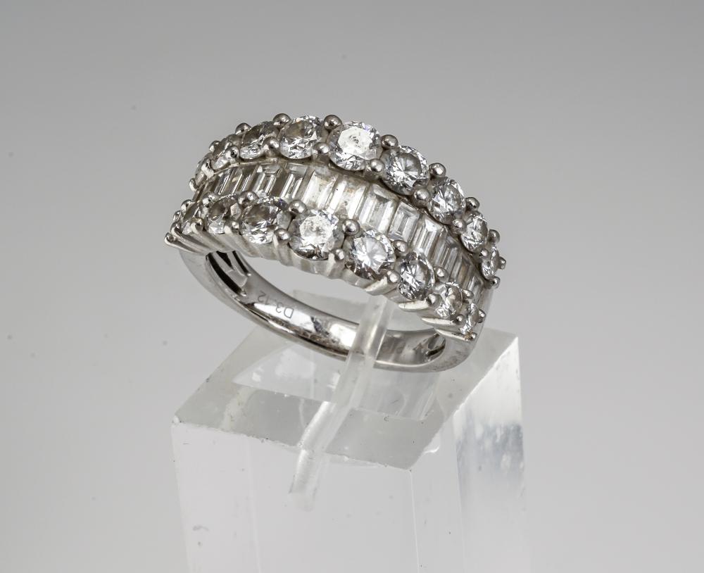 Appraisal: PLATINUM AND DIAMOND RINGPlatinum and Diamond Ring Set with thirty-two