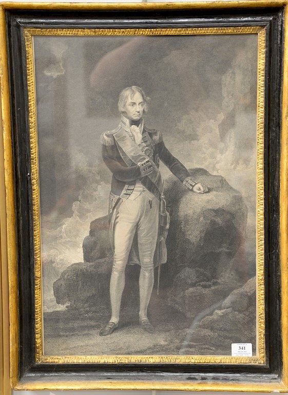 Appraisal: th Century engraving of Admiral Lord Nelson standing dressed in