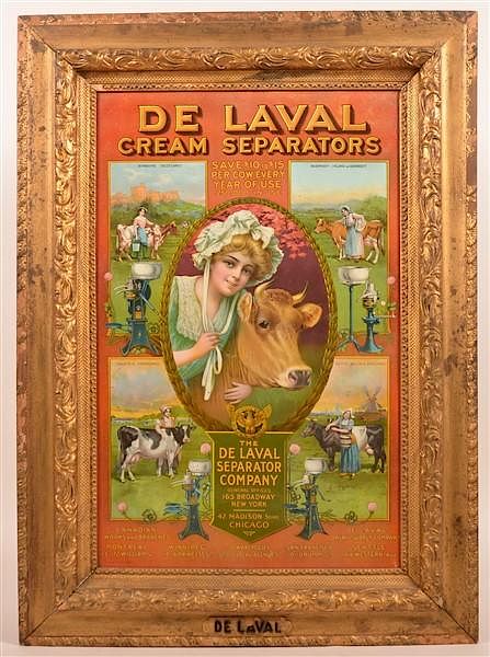 Appraisal: De Laval Cream Separator Tin Lithograph Sign De Laval Cream