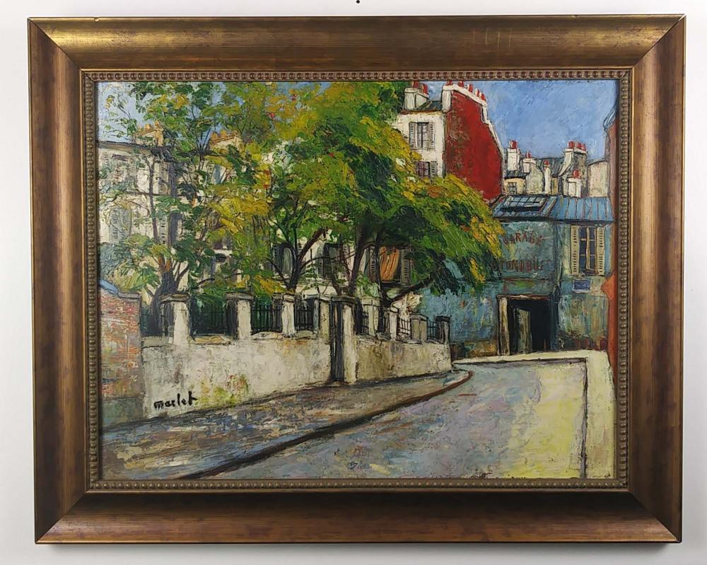 Appraisal: ELISE MACLET FRENCH - PAINTING Paris Street Scene Signed Maclet