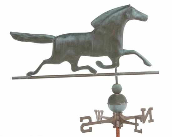 Appraisal: Copper running horse weathervane late th century two-piece hollow form