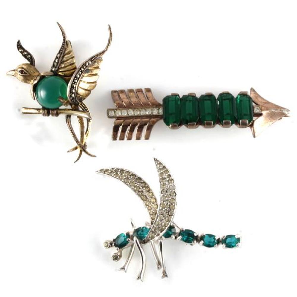 Appraisal: JOMAZ DRAGONFLY PIN BROOCH WITH EMERALD GREEN JEWELED BODY AND