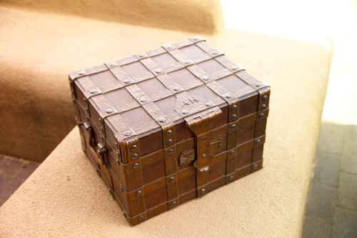 Appraisal: ARTS AND CRAFTS Copper humidor with riveted strap hinges and