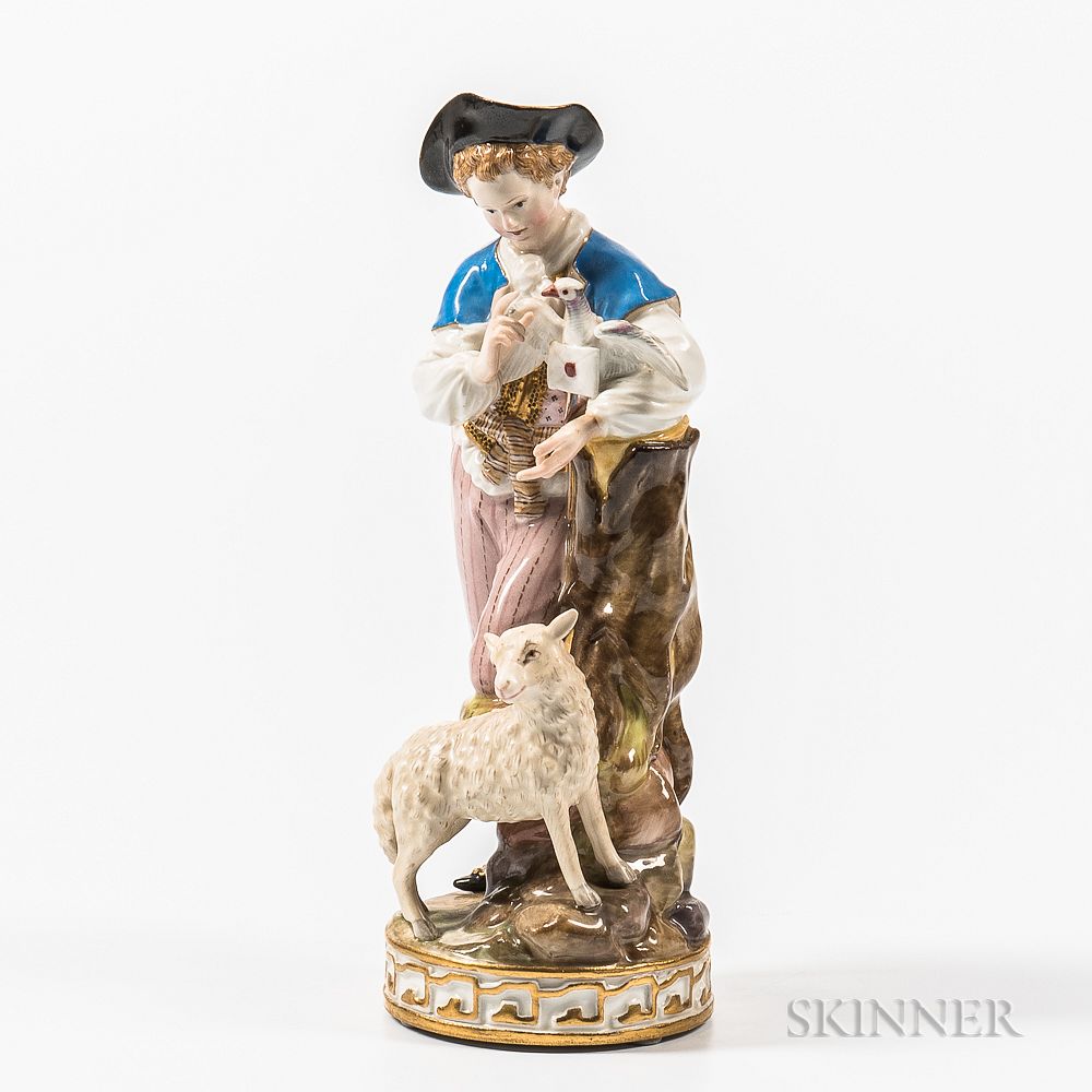 Appraisal: Meissen Porcelain Figure of a Shepherd Meissen Porcelain Figure of