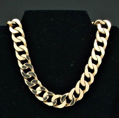 Appraisal: Heavy gold link necklace polished kt yellow gold flat curb