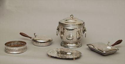 Appraisal: Two Silver-Plate Silent Butlers together with an Ice Bucket a