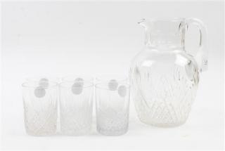 Appraisal: A Cut Glass Drink Set th century comprising a pitcher