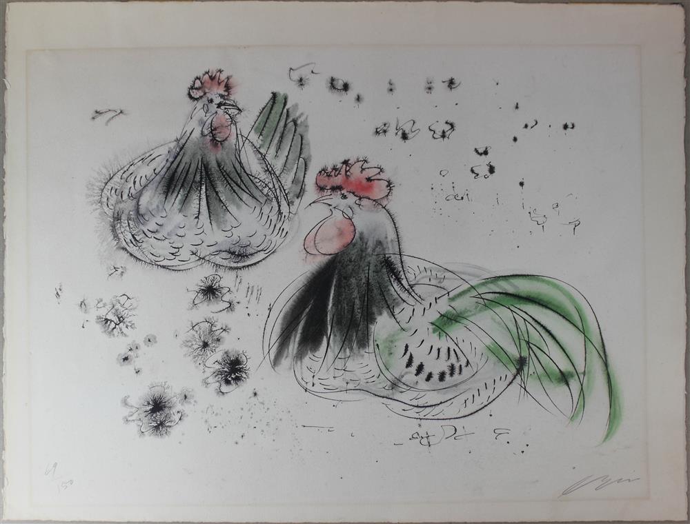 Appraisal: HANS ERNI SWISS COQ ET POULE - ROOSTER AND CHICKEN