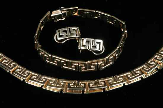 Appraisal: K YELLOW GOLD GREEK KEY DESIGN NECKLACE WITH MATCHING BRACELET