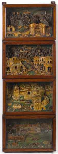 Appraisal: Set of Four Antique Biblical Dioramas th century or earlier