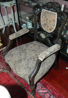 Appraisal: THREE EDWARDIAN EBONISED SALON CHAIRS AND AN ARMCHAIR