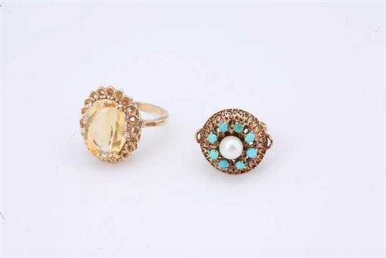 Appraisal: TWO RINGS Ladies ring with large oval citrine x mm