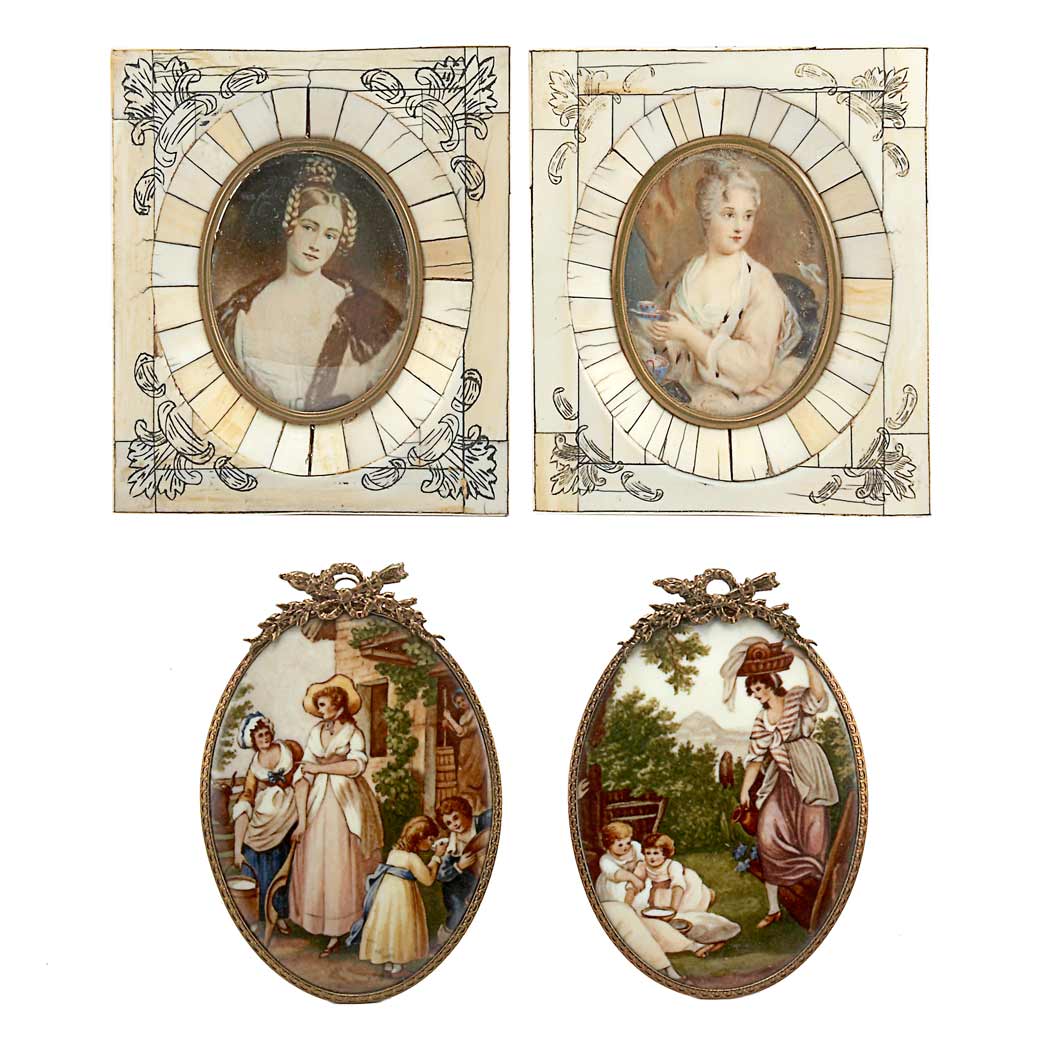 Appraisal: Pair of Framed Limoges Porcelain Plaques Modern Each of oval