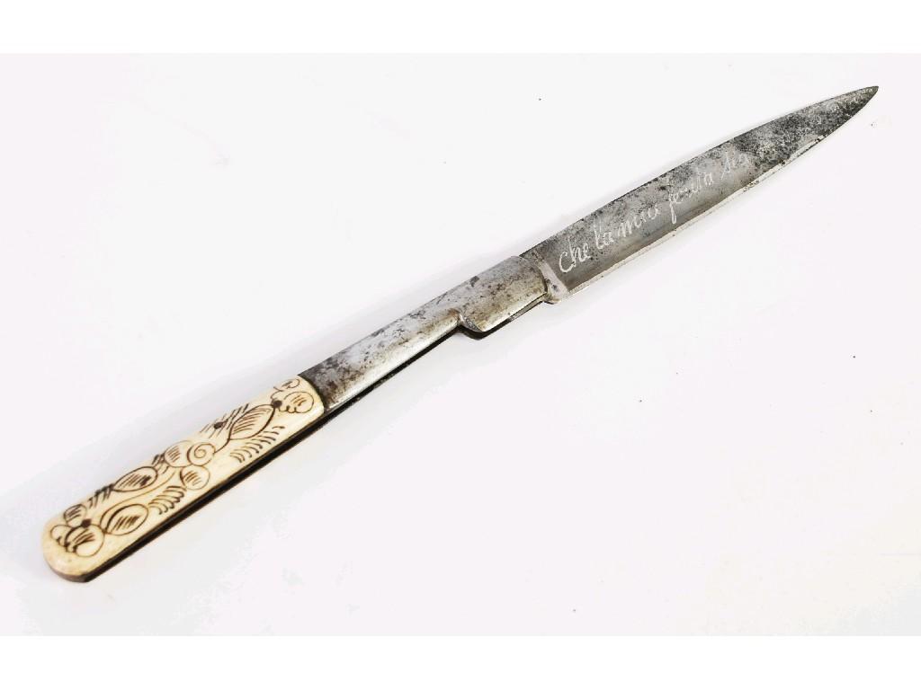 Appraisal: CORSICAN 'REVENGE' CLASP KNIFE having single edge steel blade etched