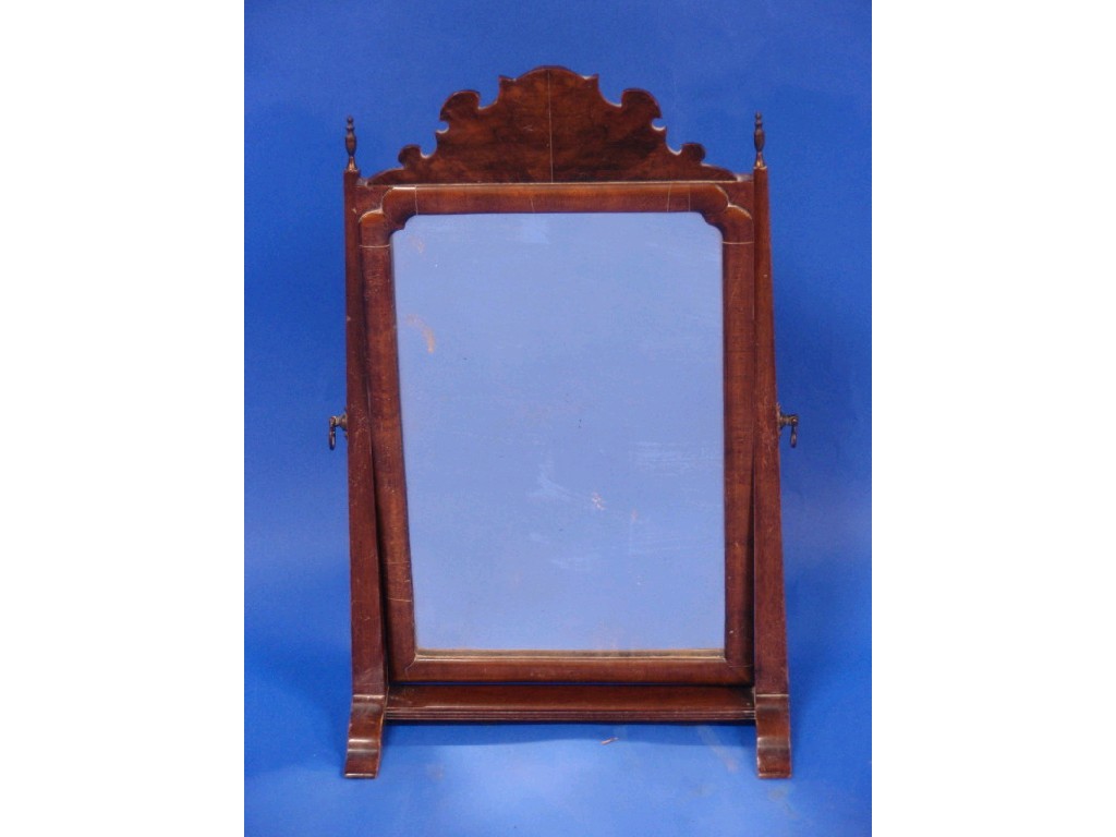 Appraisal: A walnut dressing table cheval mirror in George I style