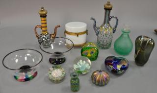 Appraisal: Box lot of art glass to include Mackenzie Childs Victoria