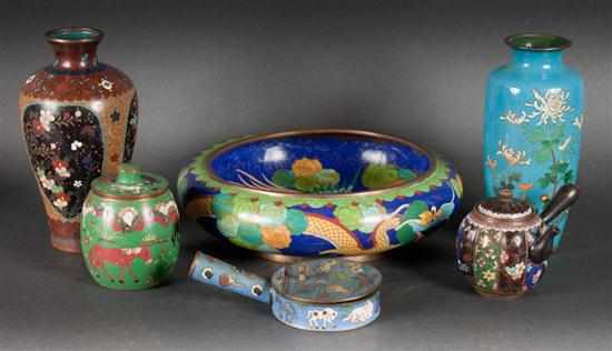 Appraisal: Six assorted Chinese and Japanese cloisonne articles th century items