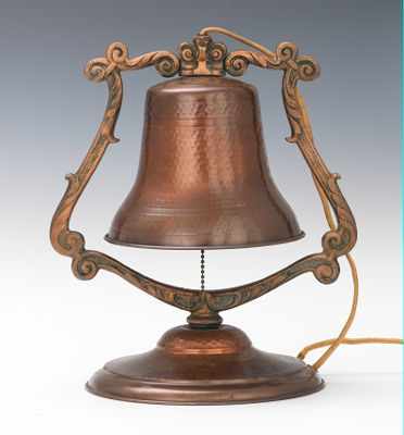 Appraisal: A Ship's Bell Desk Lamp Hammered copper ship's bell desk