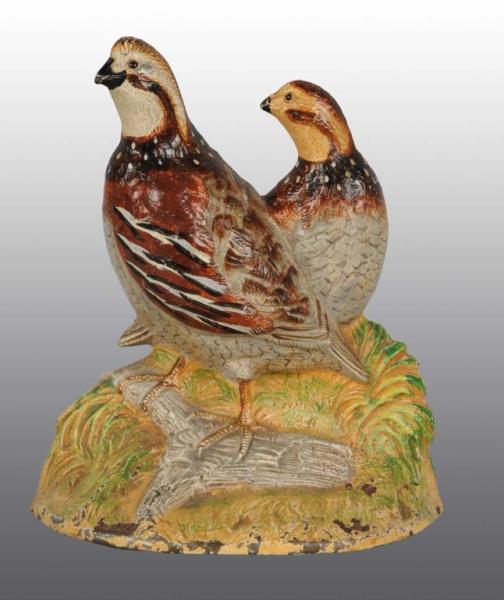 Appraisal: Cast Iron Quail Doorstop Description Made by Hubley cat Marked