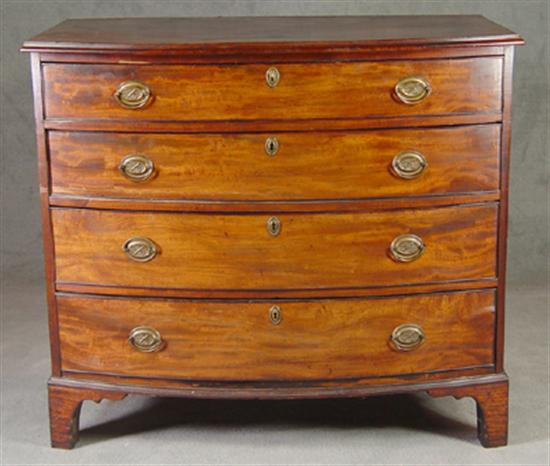 Appraisal: English Mahogany Bowfront Chest of Drawers Circa Molded top above