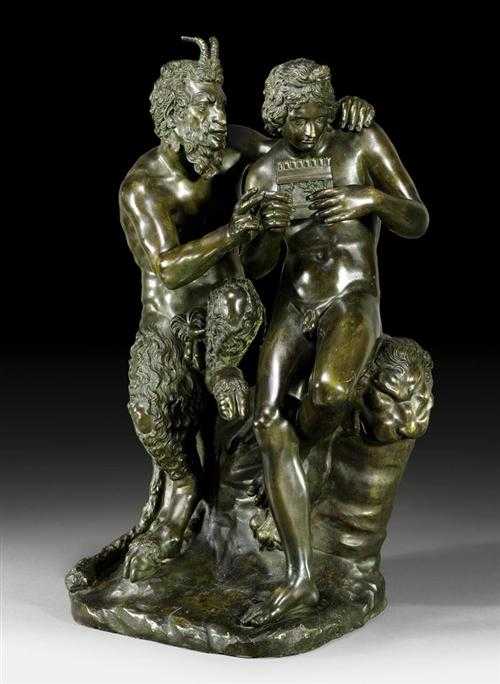 Appraisal: BRONZE GROUP OF PAN AND DAPHNIS Renaissance style after the