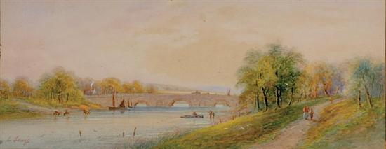 Appraisal: Charles James Lewis British - BY THE RIVER watercolor framed