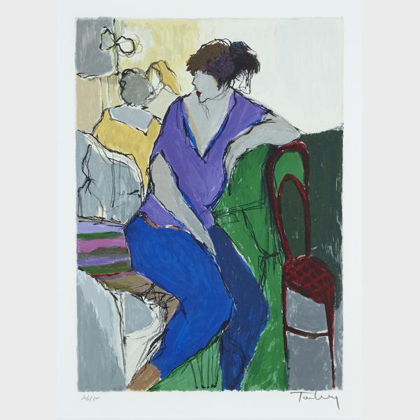 Appraisal: Itzchak Tarkay - LADY IN PURPLE II Israeli Colour lithograph