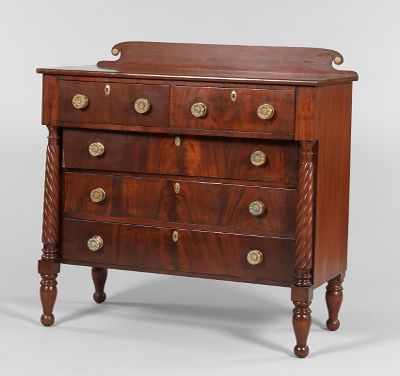 Appraisal: American Empire Style Chest of Drawers With rich flame mahogany