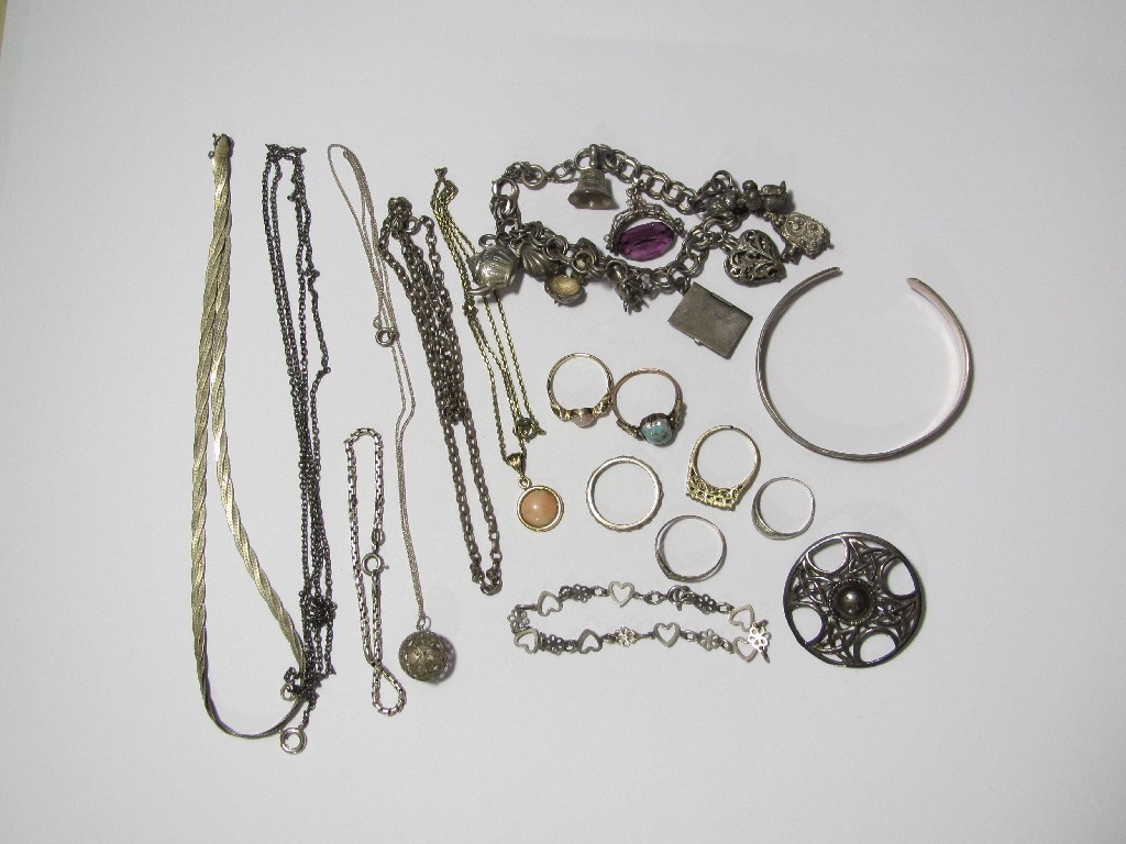 Appraisal: An assortment of silver bijouterie including bracelets necklets bangle ring