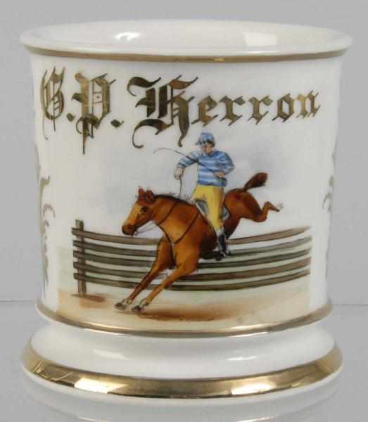 Appraisal: Jockey Shaving Mug Description Marked C P Herron across top