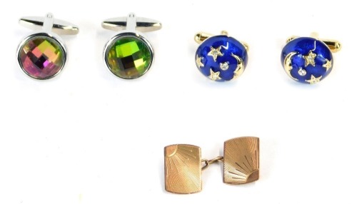 Appraisal: A group of cufflinks comprising a ct gold sunburst design