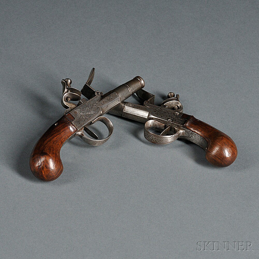 Appraisal: Pair of Barbar Boxlock Flintlock Pistols c late th to