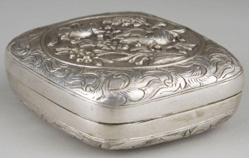 Appraisal: Chinese Export Silver Box rectangular form one side inlaid with