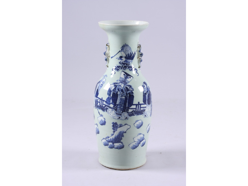 Appraisal: Large Antique Chinese Blue and White Temple Vase early th