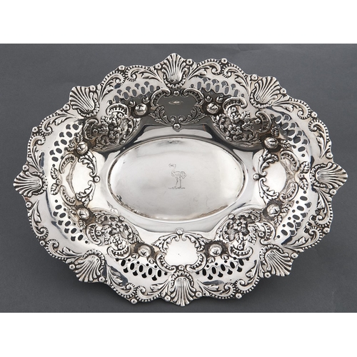 Appraisal: A Victorian pierced and die stamped silver fruit bowl with