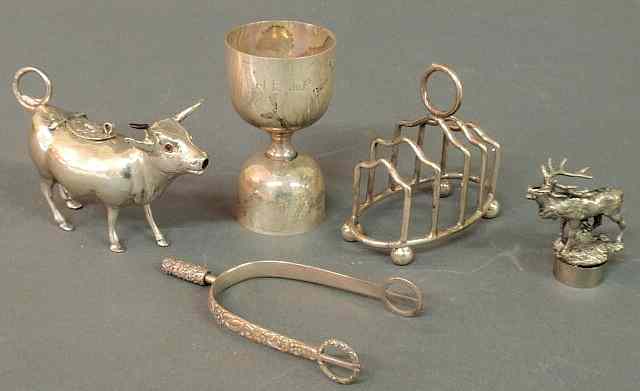 Appraisal: Group of five sterling and Continental silver items- silver stag