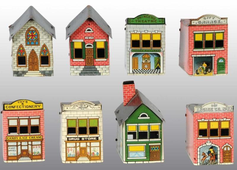 Appraisal: Lot of Tin Candy Containers Description Buildings include a church