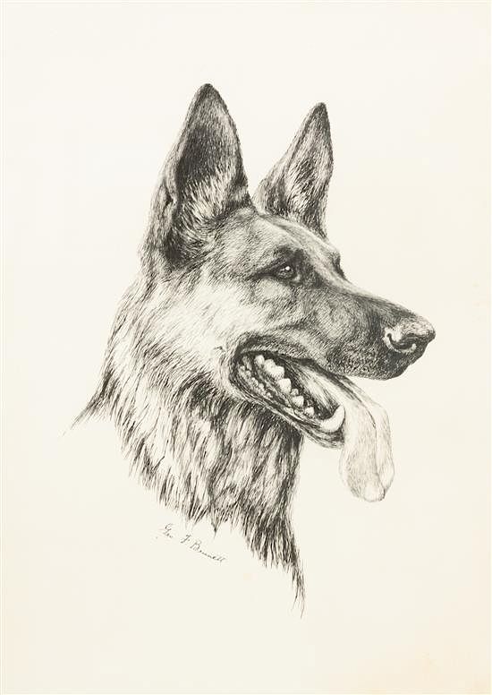 Appraisal: Two Works of Art depicting German Shepherds Larger x inches