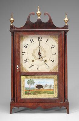 Appraisal: Pillar and scroll clock mahogany with three brass urn finials