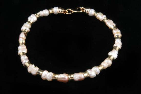 Appraisal: PEARL AND SILVER GILT BEAD NECKLACE BY CONTEMPORARY INTERNATIONAL DESIGNER