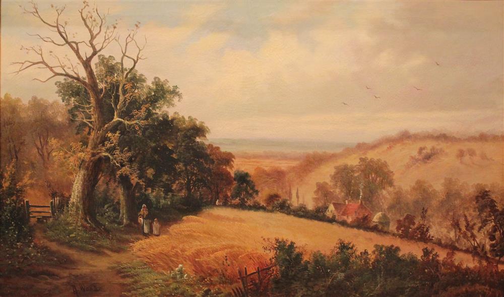 Appraisal: A WOOD ENGLISH TH CENTURY PASTORAL LANDSCAPE WITH MOTHER AND